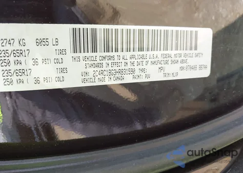 2017 Chrysler Pacifica Touring-L z USA, uszkodzony, nr VIN 2C4RC1BG3HR831590